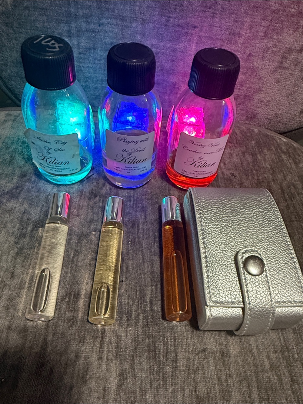 KILIAN 3Roll On Bottle Travel Perfume with Silver Cap and Travel Case Made in 🇫🇷